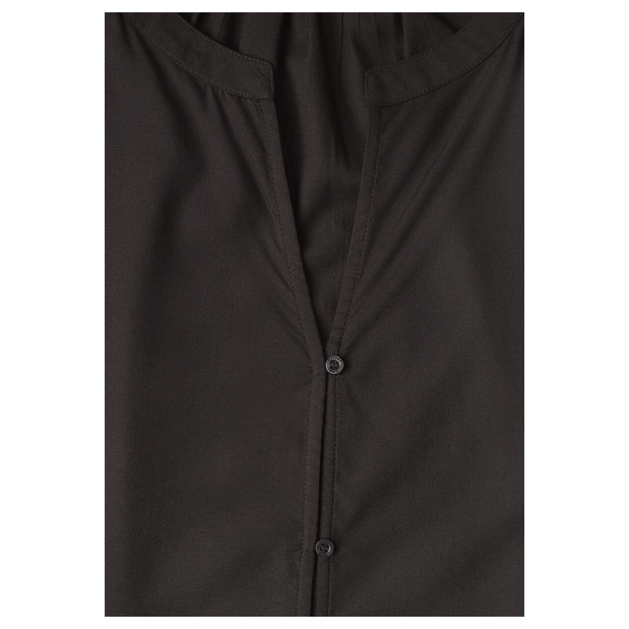 Street One Damen 3/4 Arm Bluse Splitneck Button Detail black coffee