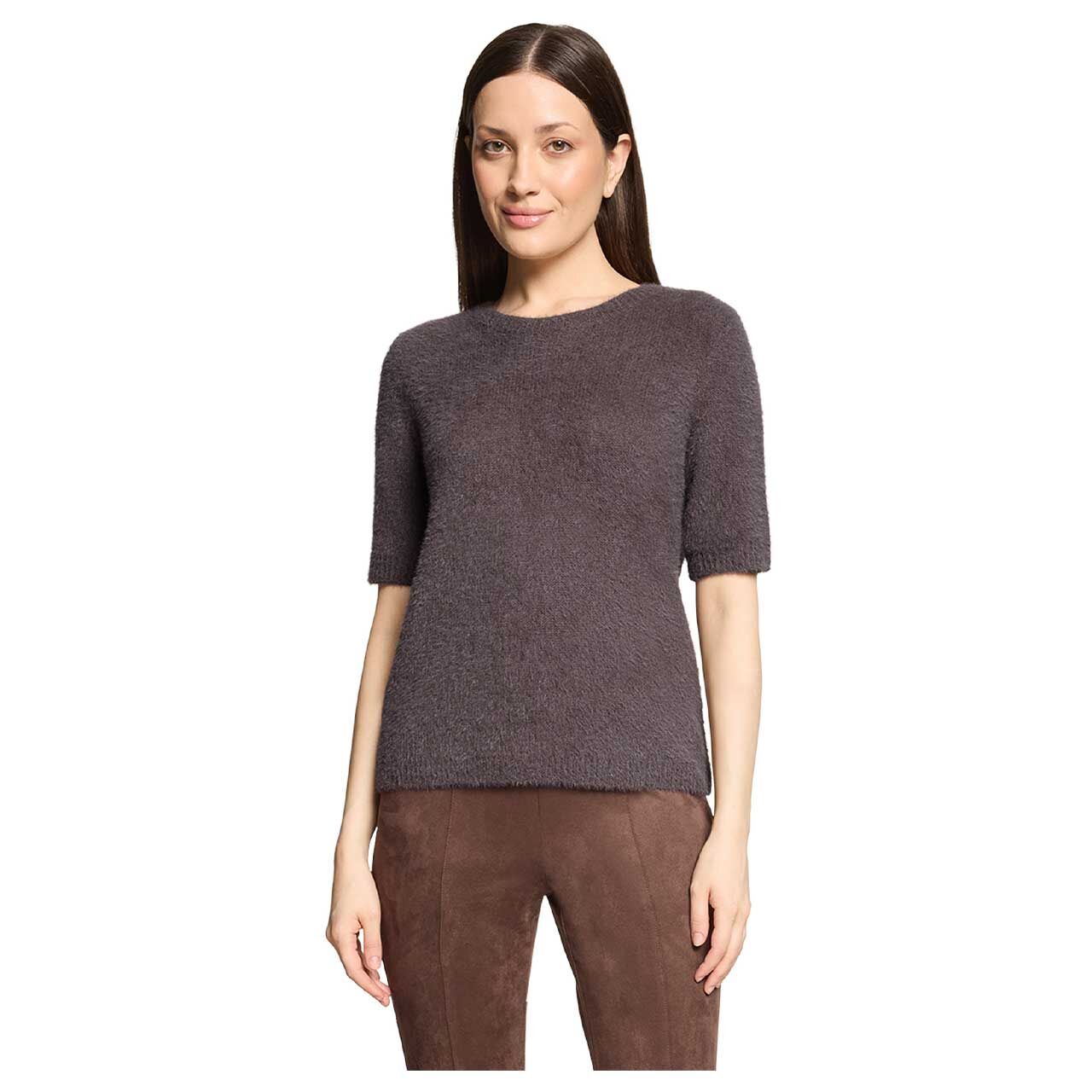 Damen Kurzam Pullover von Betty Barclay in Dunkelbraun, Vorderansicht am Model