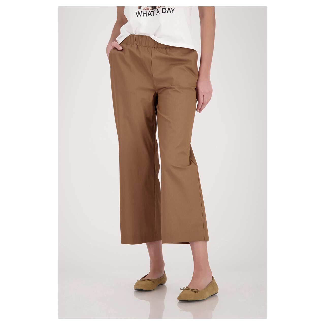 Damen 7/8 Baumwollhose von Monari in Braun, Vorderansicht am Model