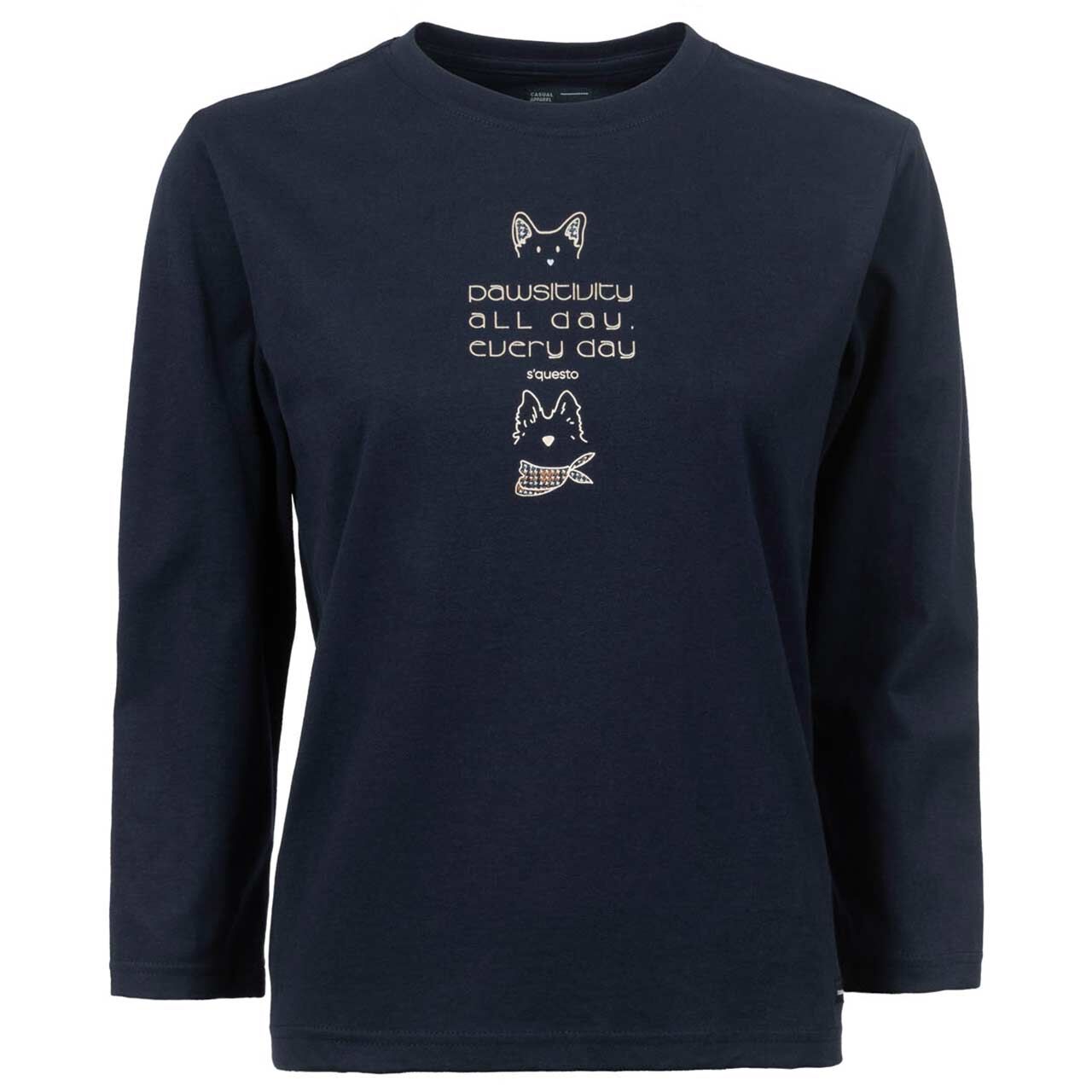 Soquesto Damen 3/4 Arm Sweatshirt navy print