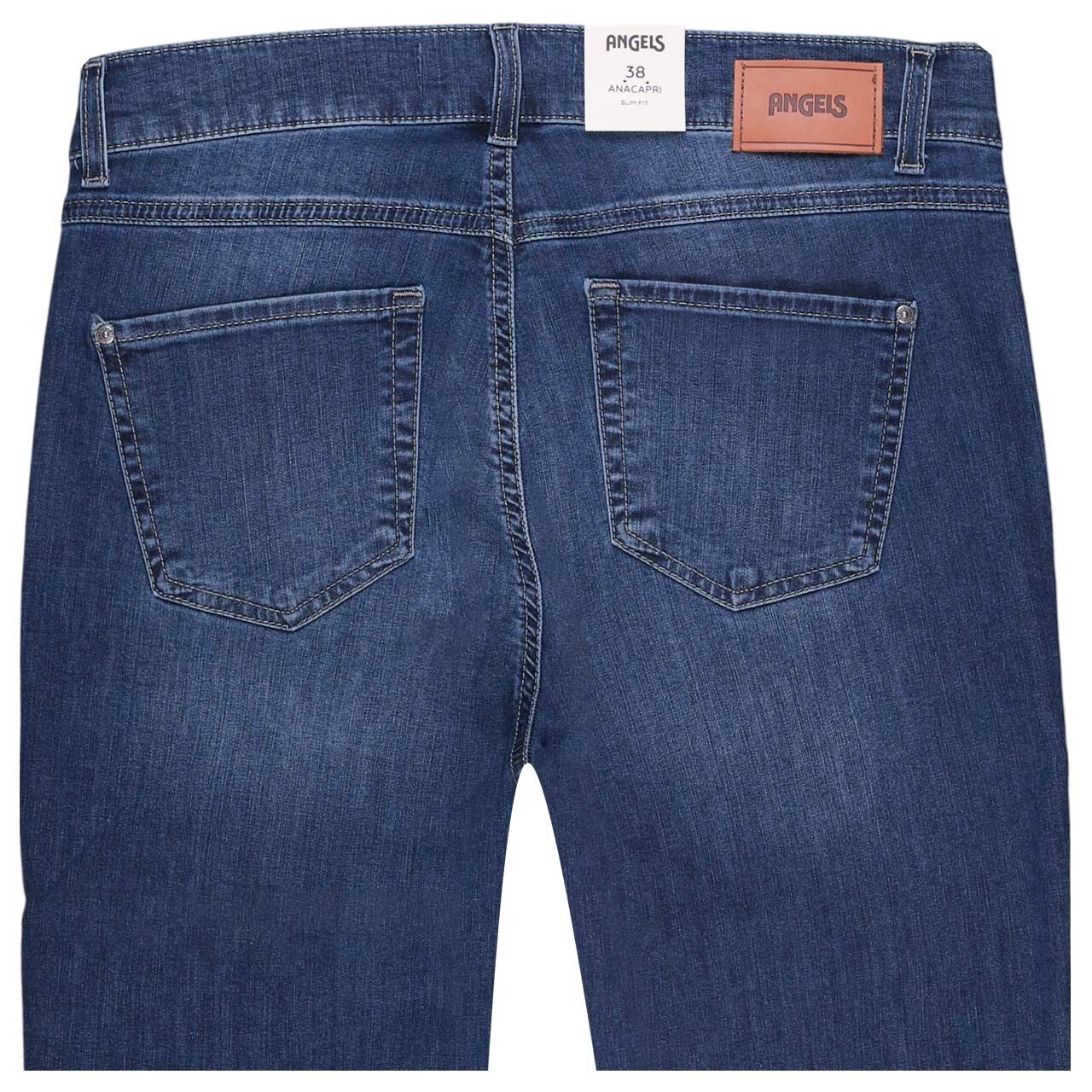 Damen 3/4 Jeans Anacapri von Angels in Blau angewaschen, detaillierte Rückansicht