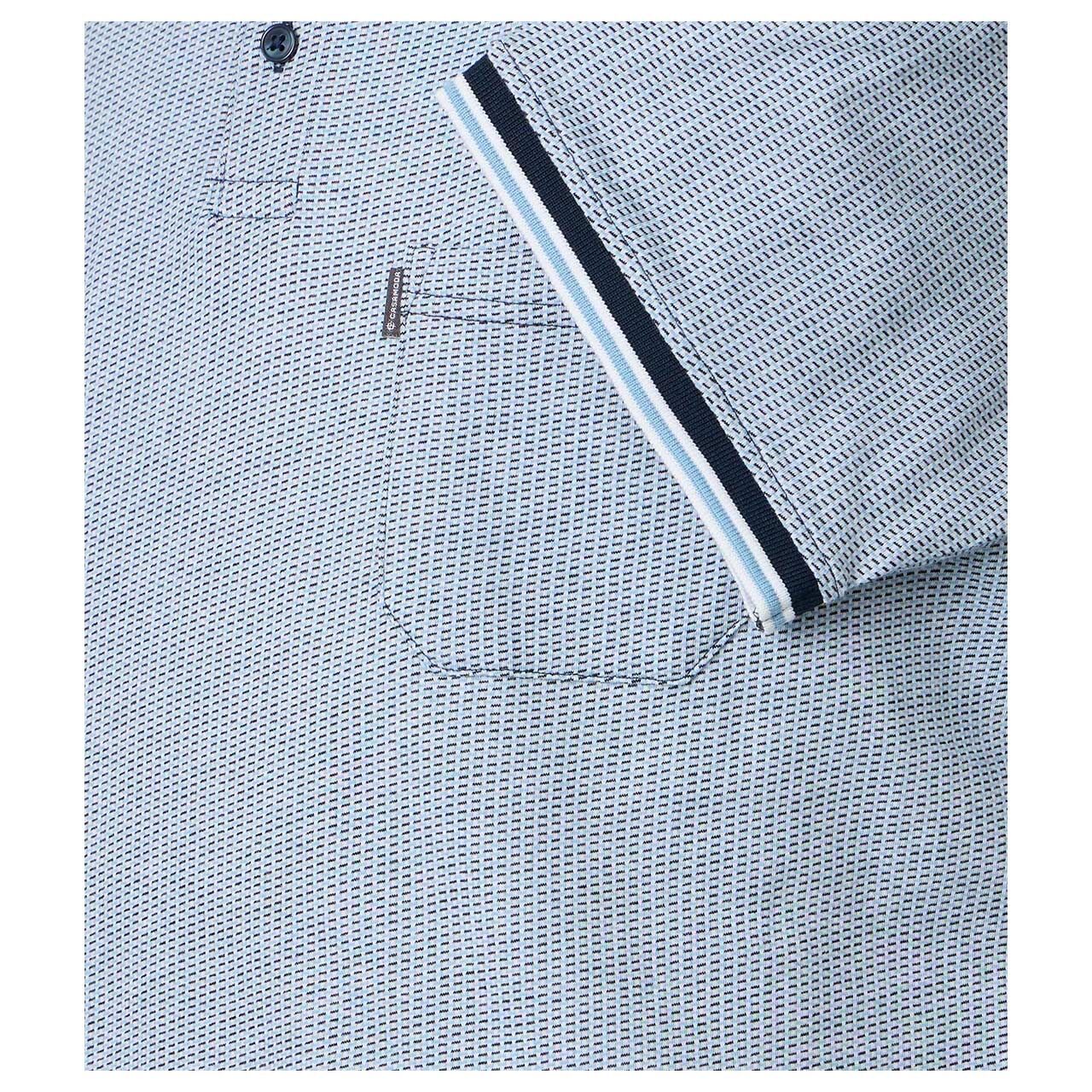 Herren Poloshirt von Casa Moda in Blau mit Print, Detailansicht Ärmel