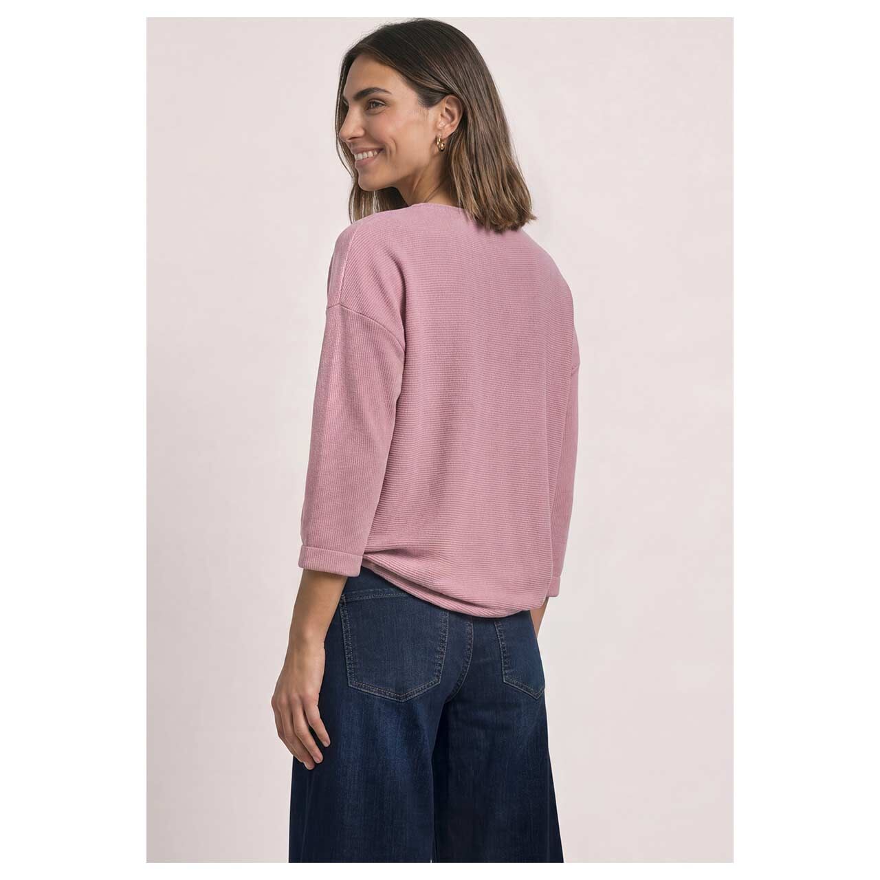 Damen Strickjacke Structure Jacket von Street One in Rosa, Rückansicht am Model