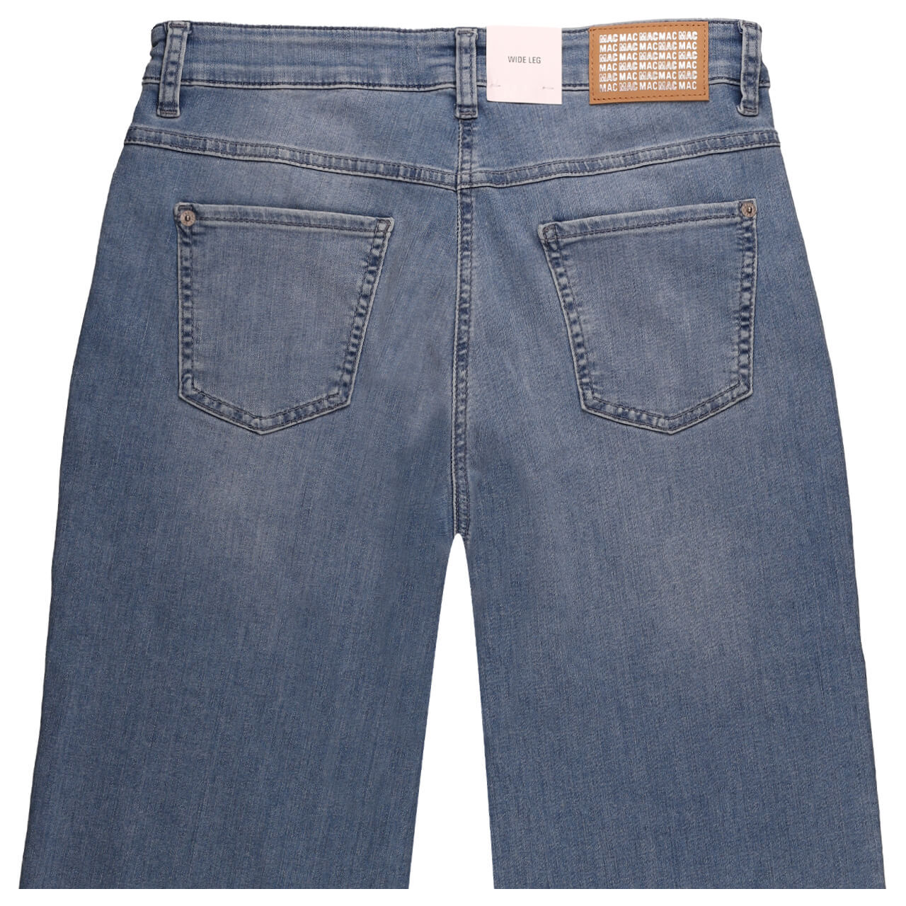 Stretch Damenjeans Wide von MAC in Blau verwaschen, detaillierte Rückansicht