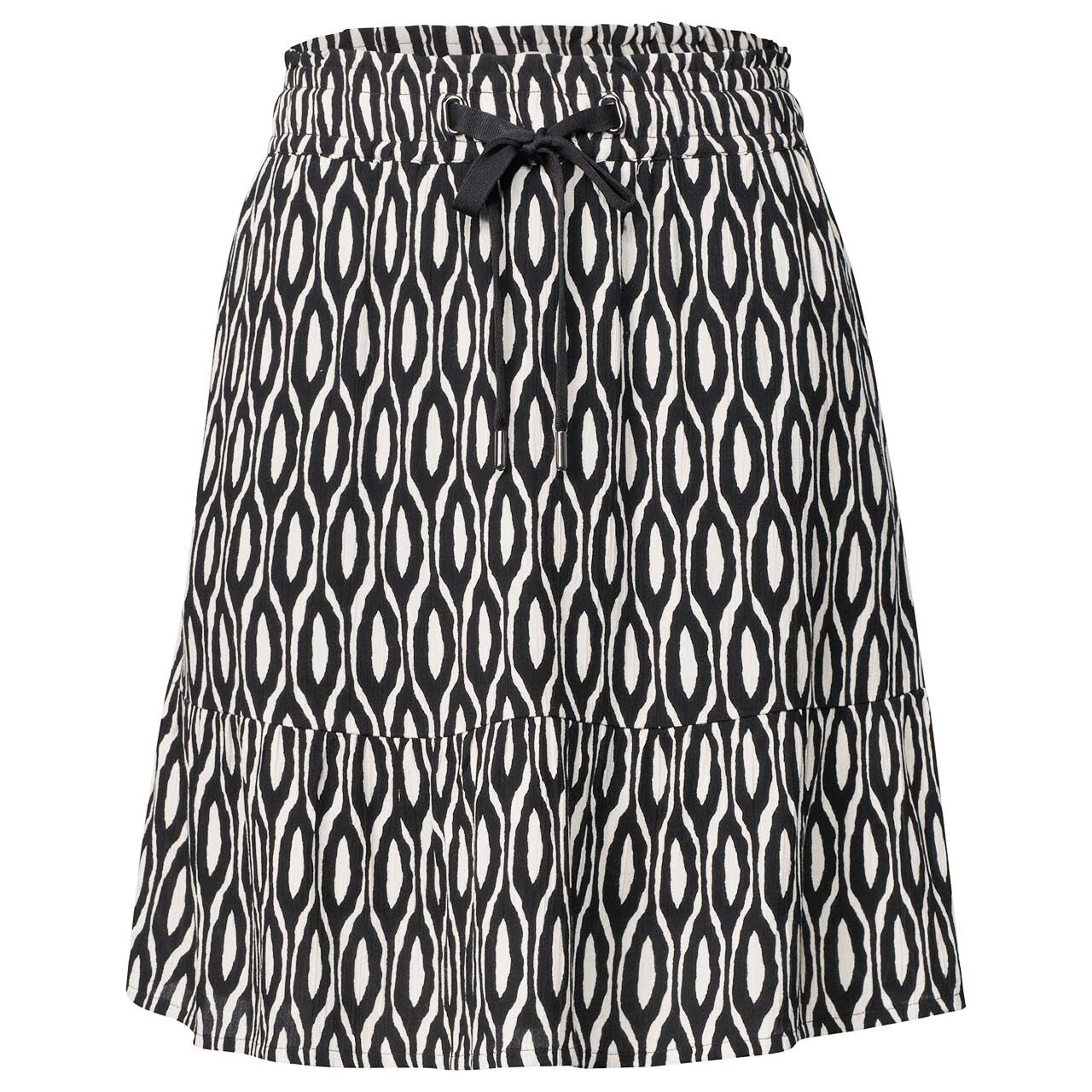 Street One Damen Rock Mini Volant clay sand black pattern