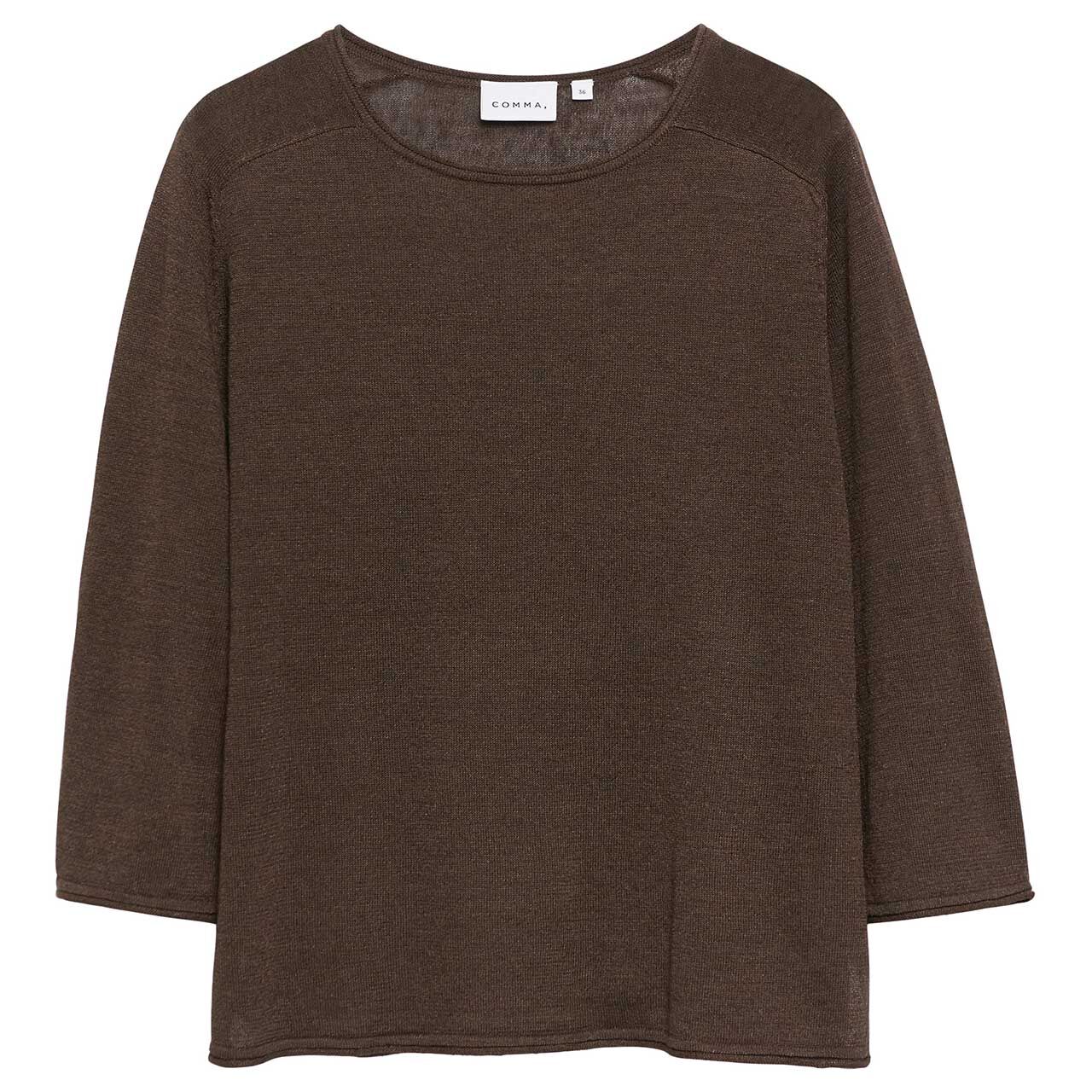 Comma Damen 3/4 Arm Leinen Pullover brown