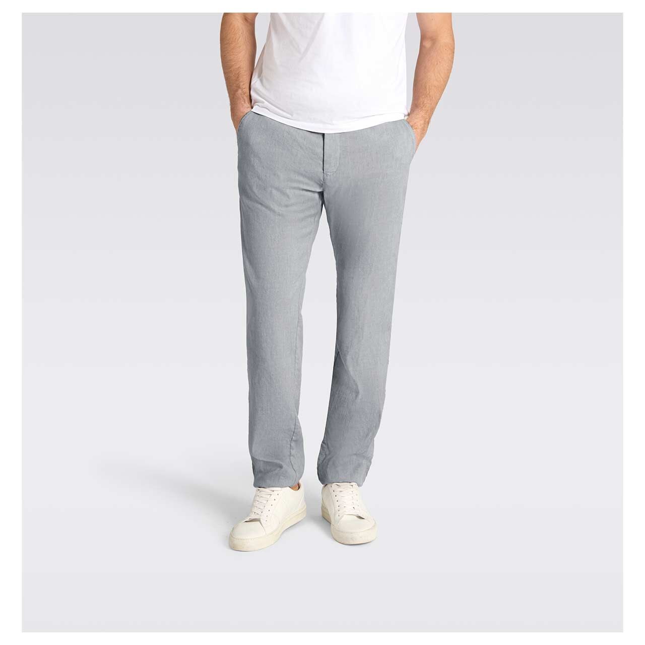 Herren Lennox Chino Leinenhose von MAC in Grau meliert, Rückansicht