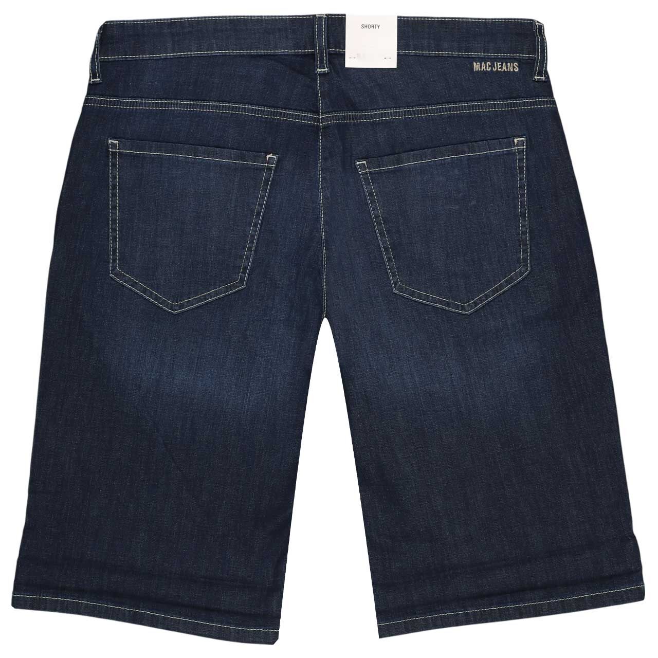 Damen Jeans Shorty von MAC in Dunkelblau angewaschen, Rückansicht