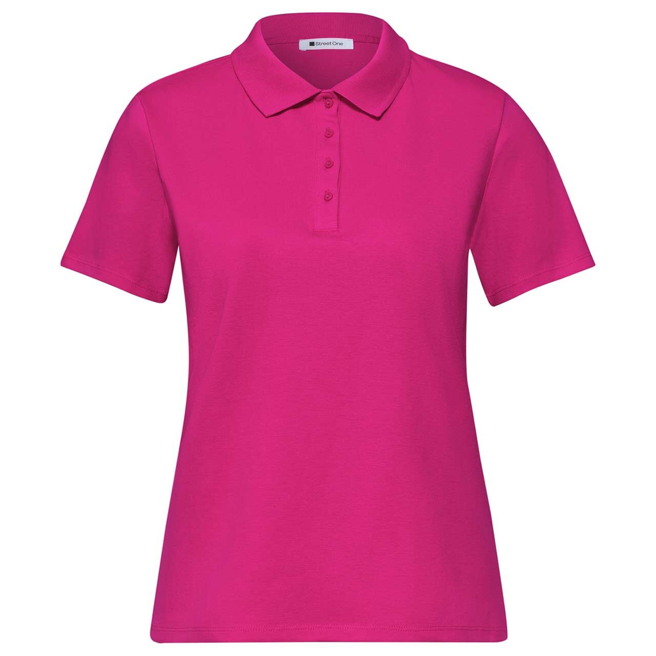 Street One Damen T-Shirt Rib Polo magenta dream