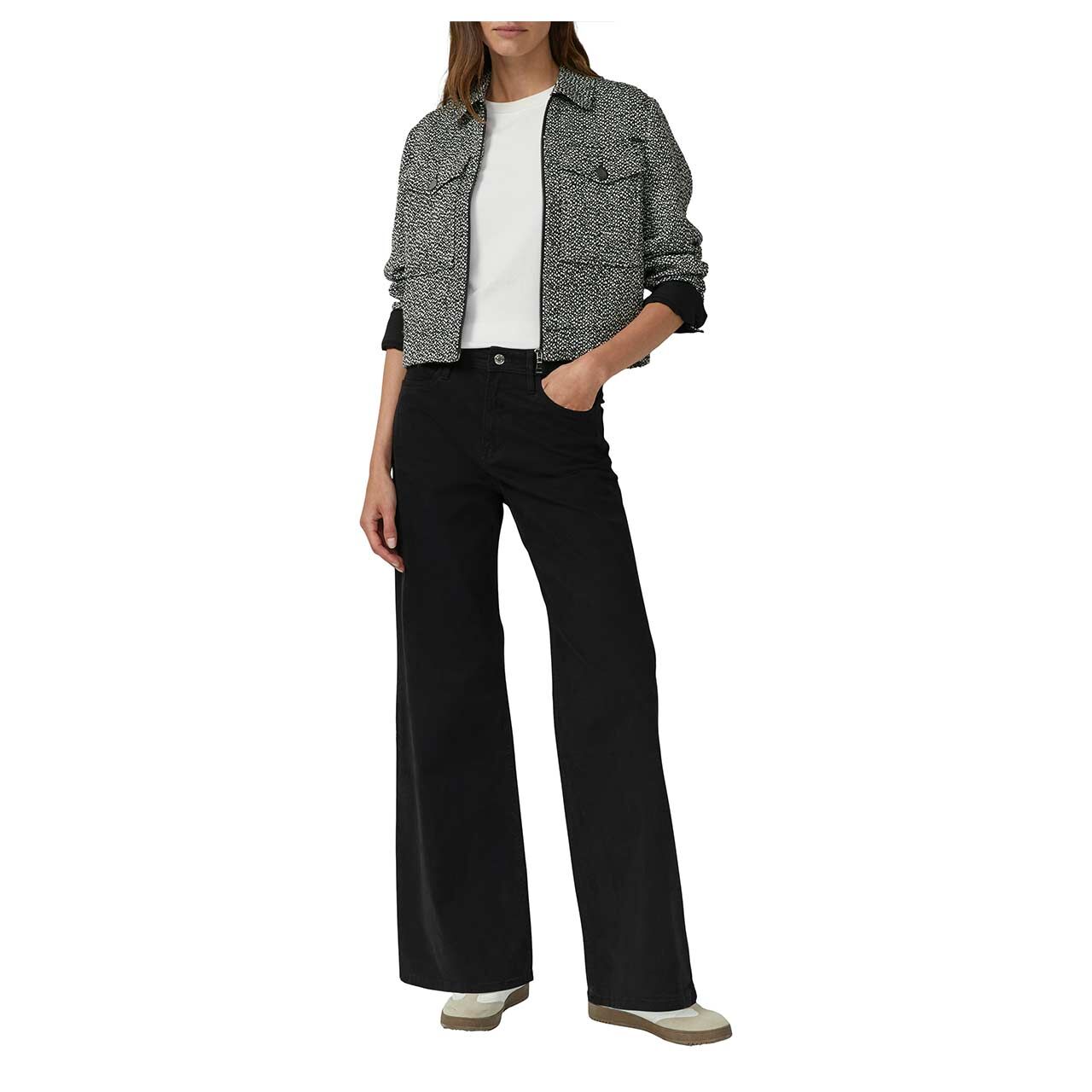 Damen Bouclé Jacke von s.Oliver in Schwarz-Weiß, Vorderansicht am Model