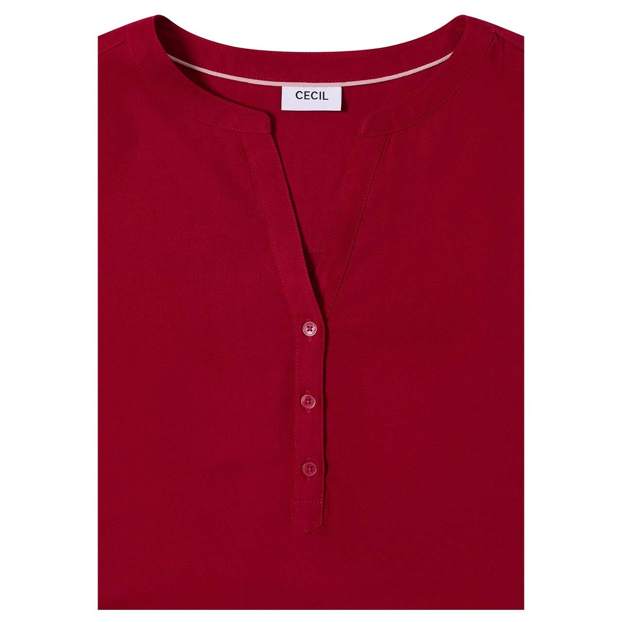 Damen Langarm Bluse Solid von Cecil in Magenta, Detailansicht am Model