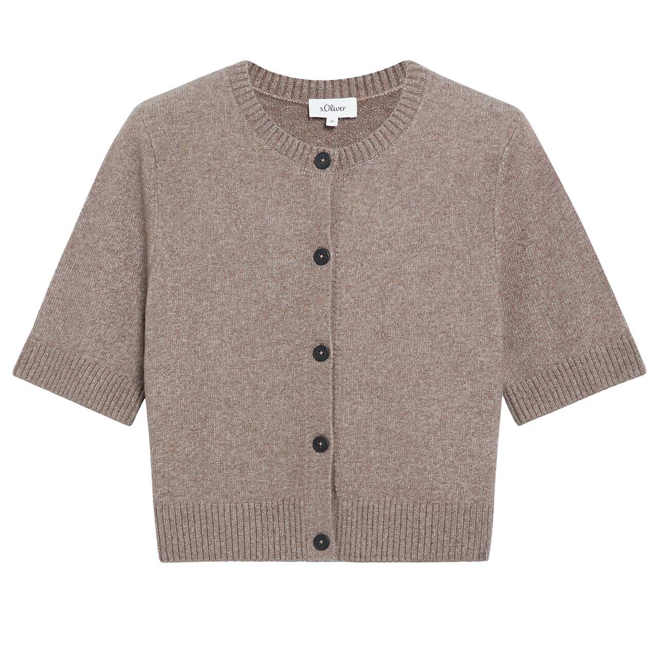 s.Oliver Damen Kurzarm Strickjacke brown melange knit