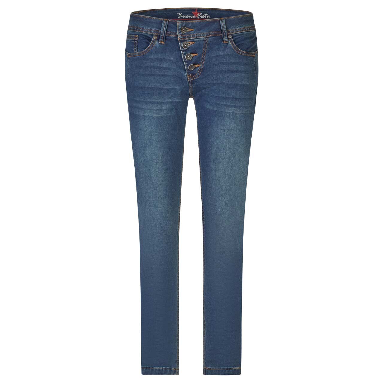 Damen Ankle Jeans Malibu Cropped Cozy Denim von Buena Vista in Dunkelblau verwaschen, Vorderansicht