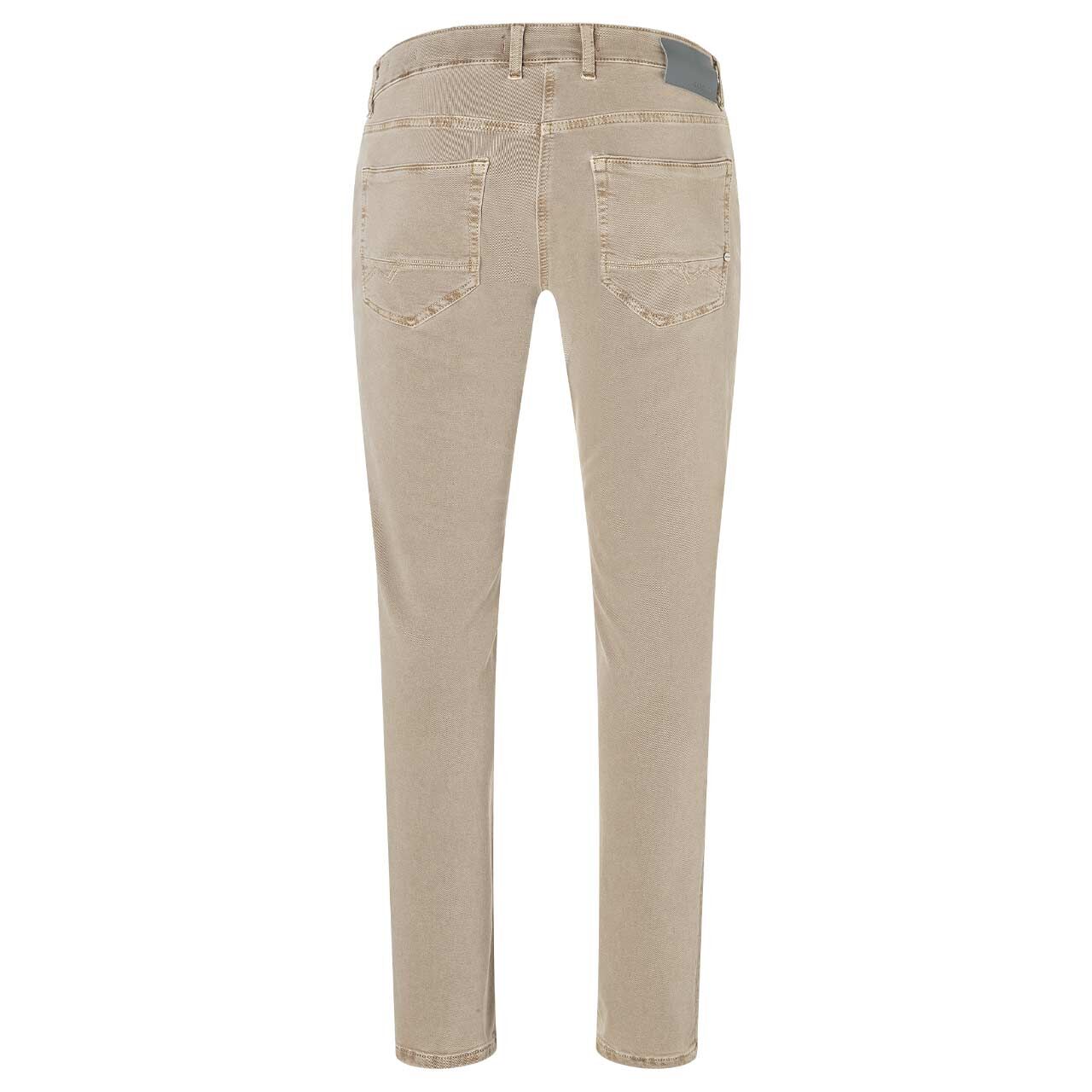 Stretch Herrenjeans Arne Pipe Driver von MAC in Beige angewaschen, Rückansicht
