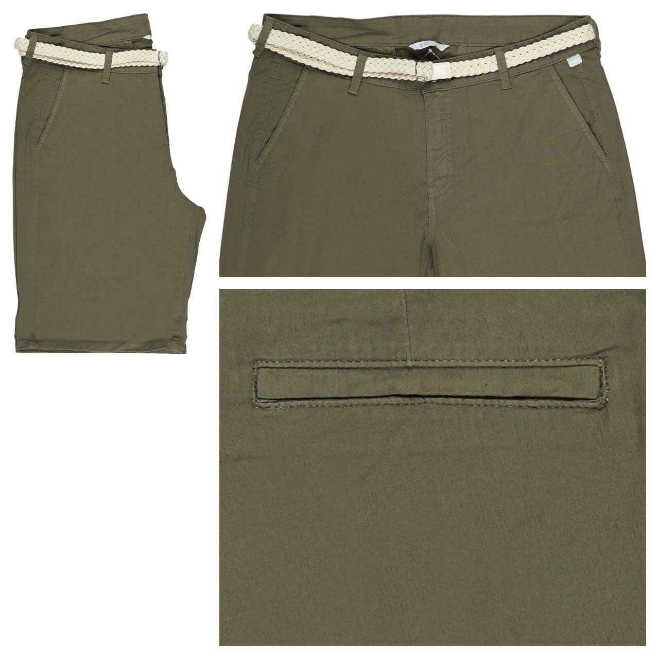 MAC Chino Shorts Baumwollhose burnt olive belt