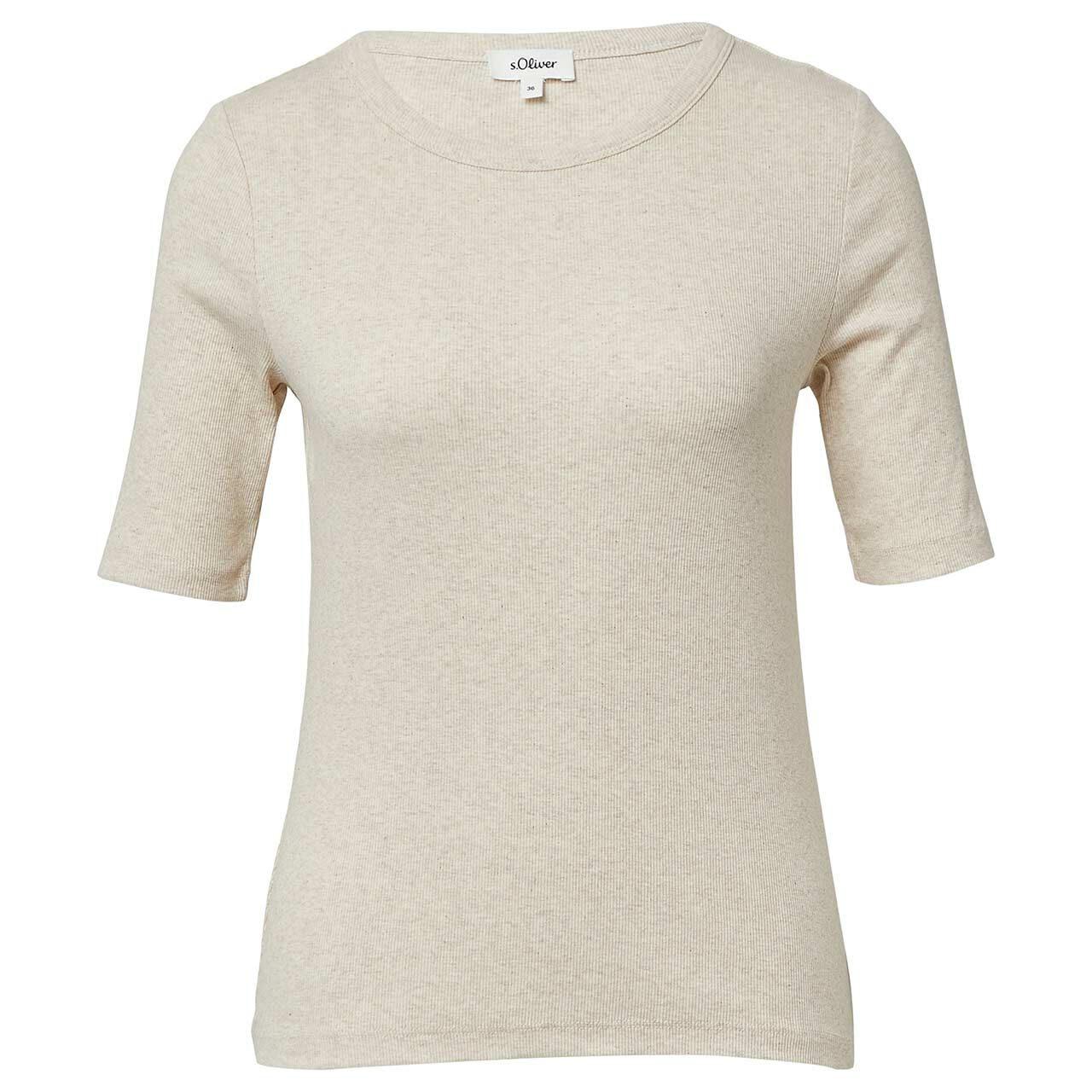 s.Oliver Damen T-Shirt light beige melange