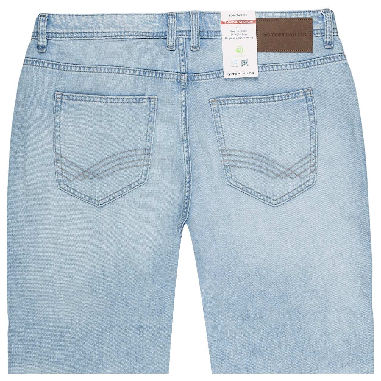 Herrenjeans Marvin von Tom Tailor in Hellblau angewaschen, detaillierte Rückansicht