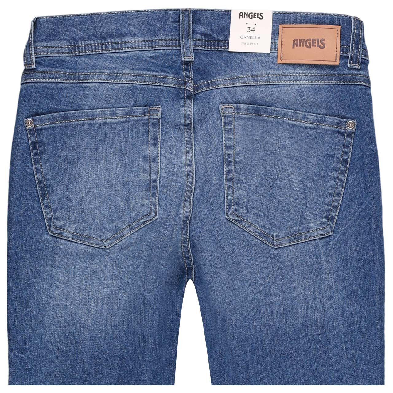 Stretch Damen 7/8 Jeans Ornella Detail Pearl von Angels in Blau mit Perlen, Rückansicht