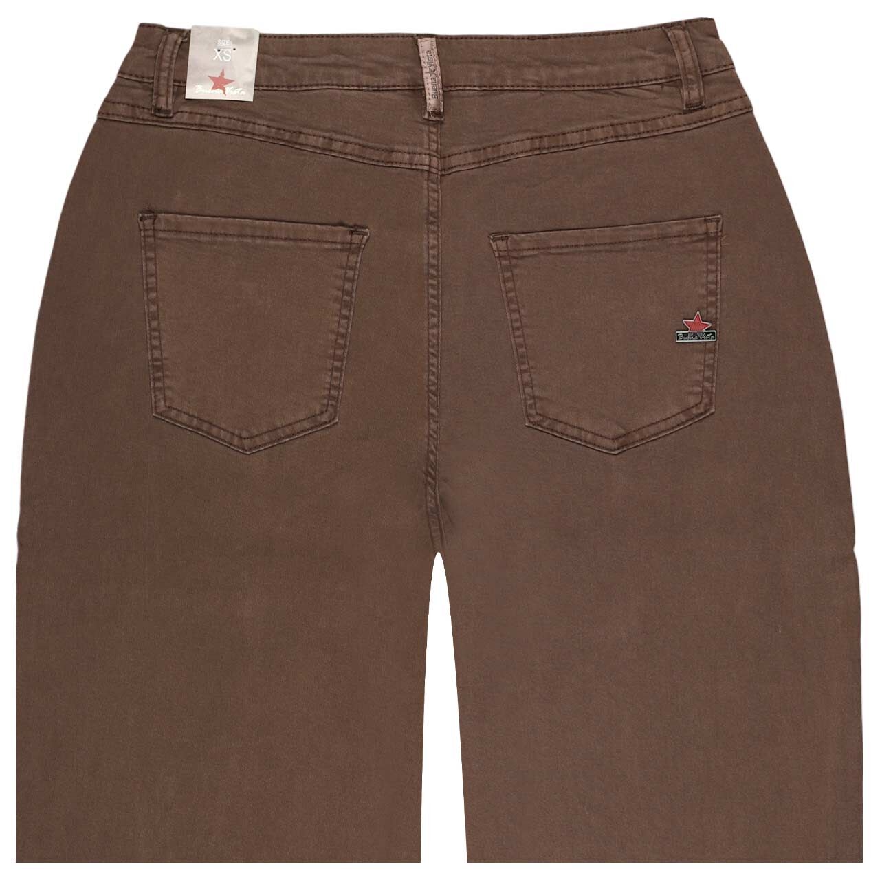 Stretch Damen Baumwollhose Ballon 7/8 Summer Twill von Buena Vista in Dunkelbraun, detaillierte Rückansicht