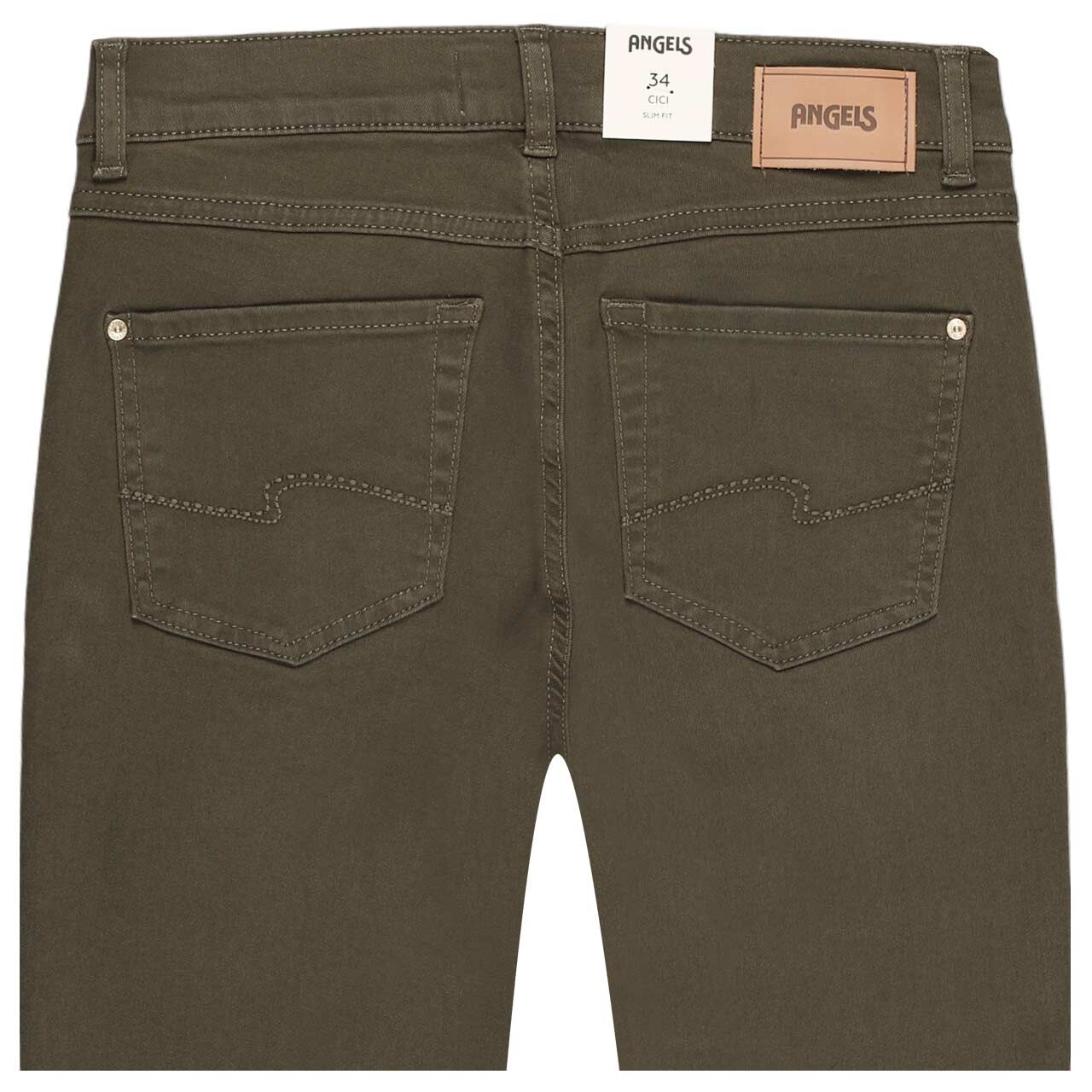 Stretch Damenjeans Cici von Angels in Olivgrün, detaillierte Rückansicht