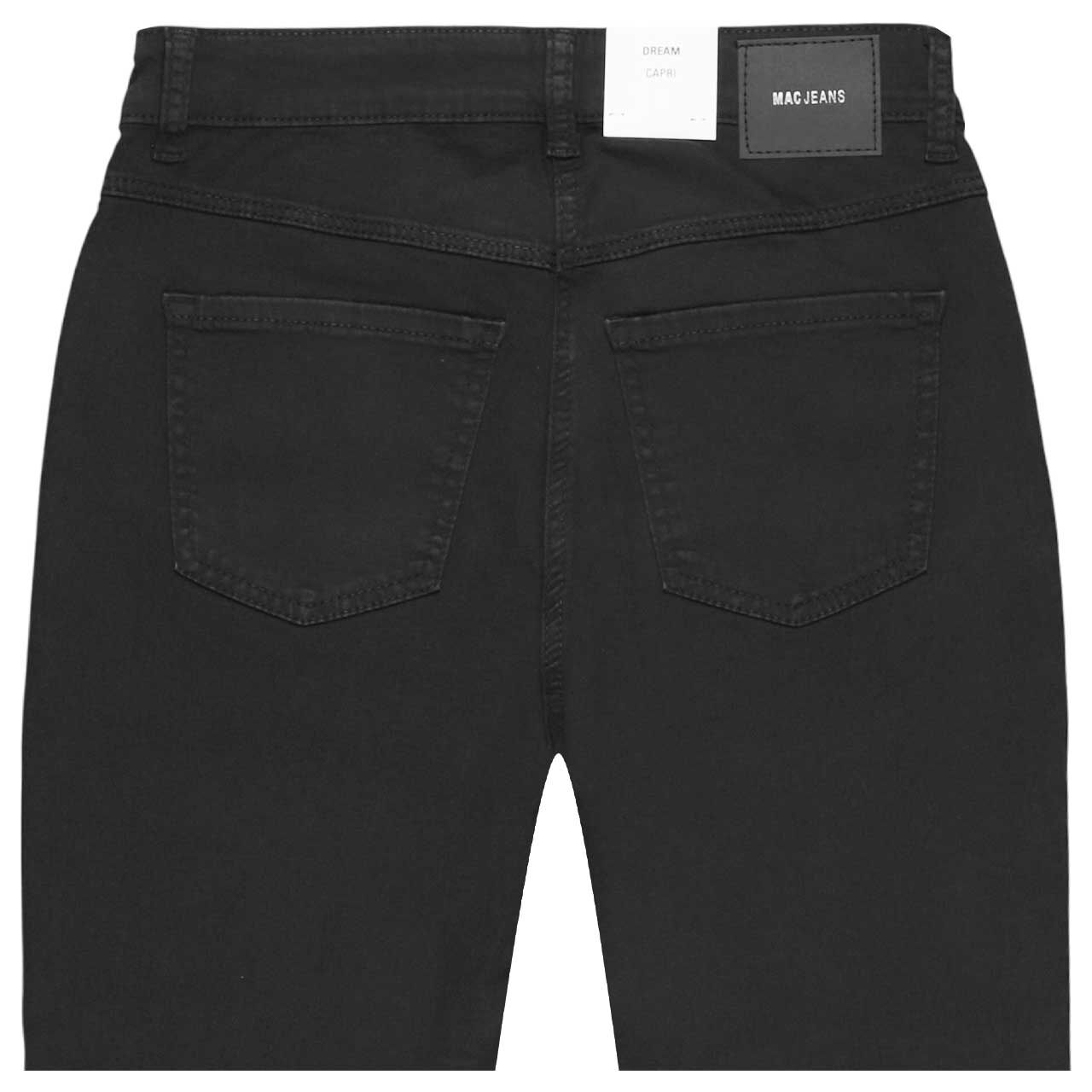 Stretch Damen 3/4 Baumwollhose Dream Sun von MAC in Schwarz, detaillierte Rückansicht