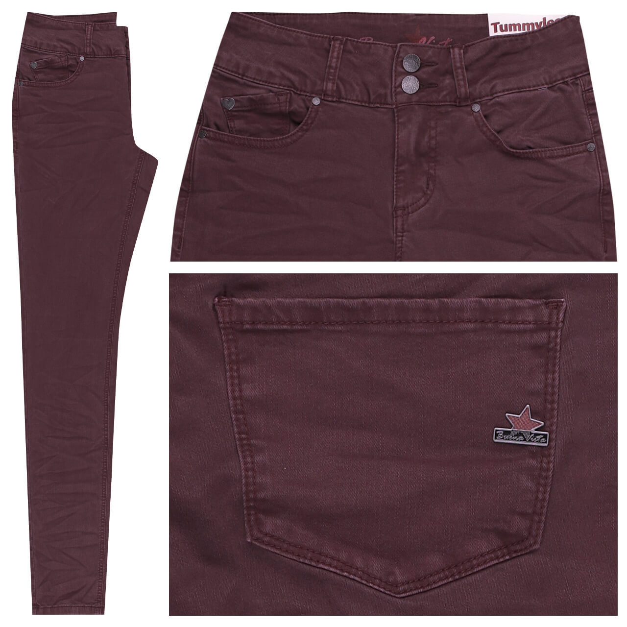 Buena Vista Tummyless Stretch Twill Baumwollhose plum