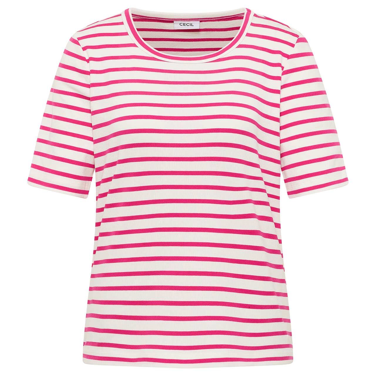 Cecil Damen T-Shirt Basic Stripe beetroot pink