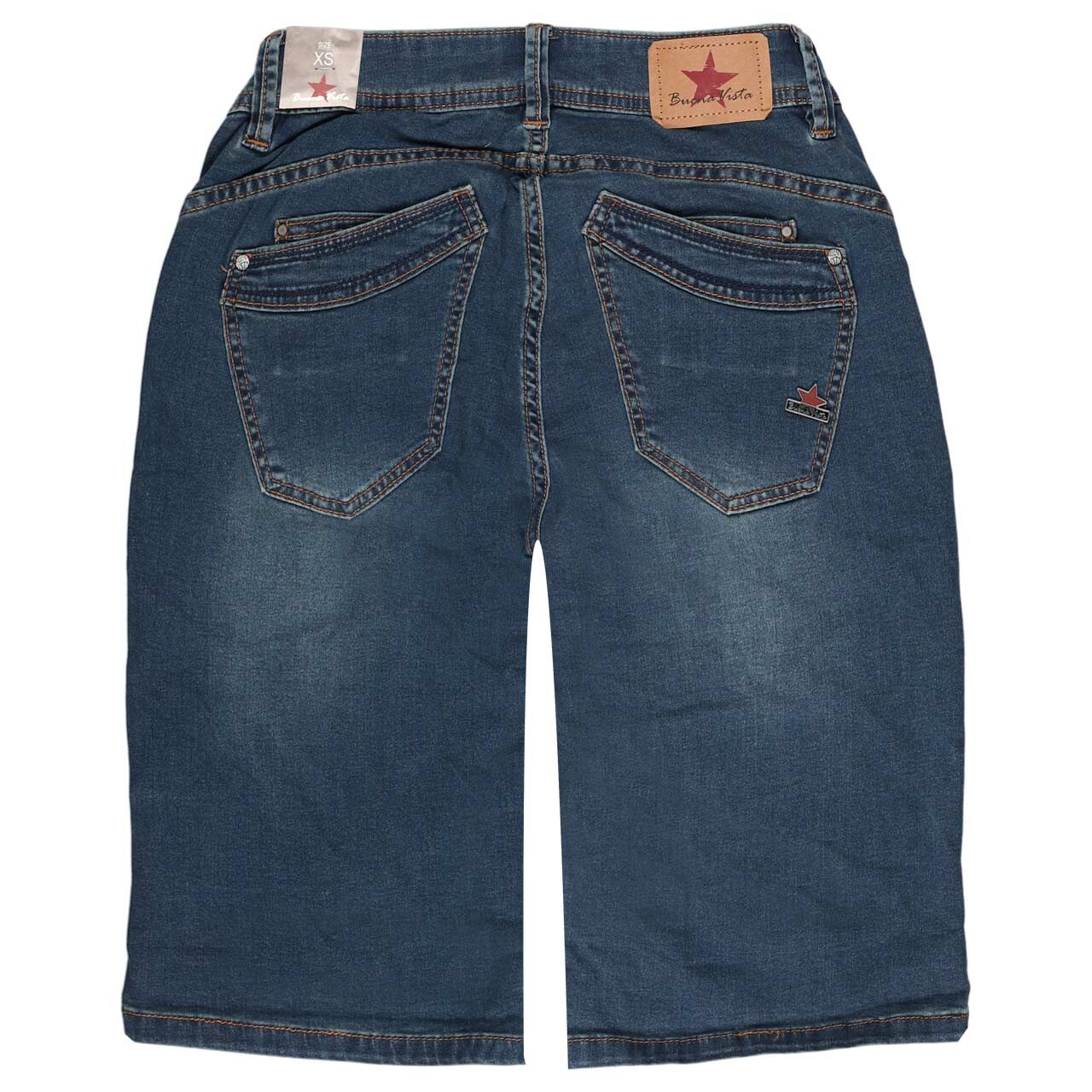 Damenjeans Malibu-Short Cozy Denim von Buena Vista in Dunkelblau angewaschen, detaillierte Rückansicht