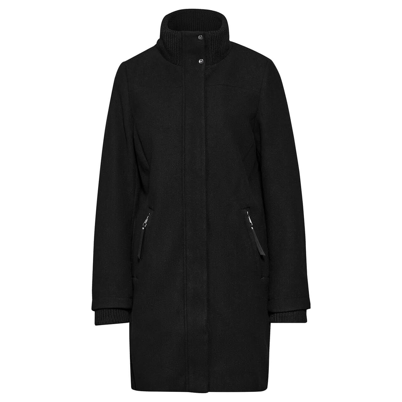 Street One Damen Mantel black with knit details Street One Damen Mantel black with knit details
