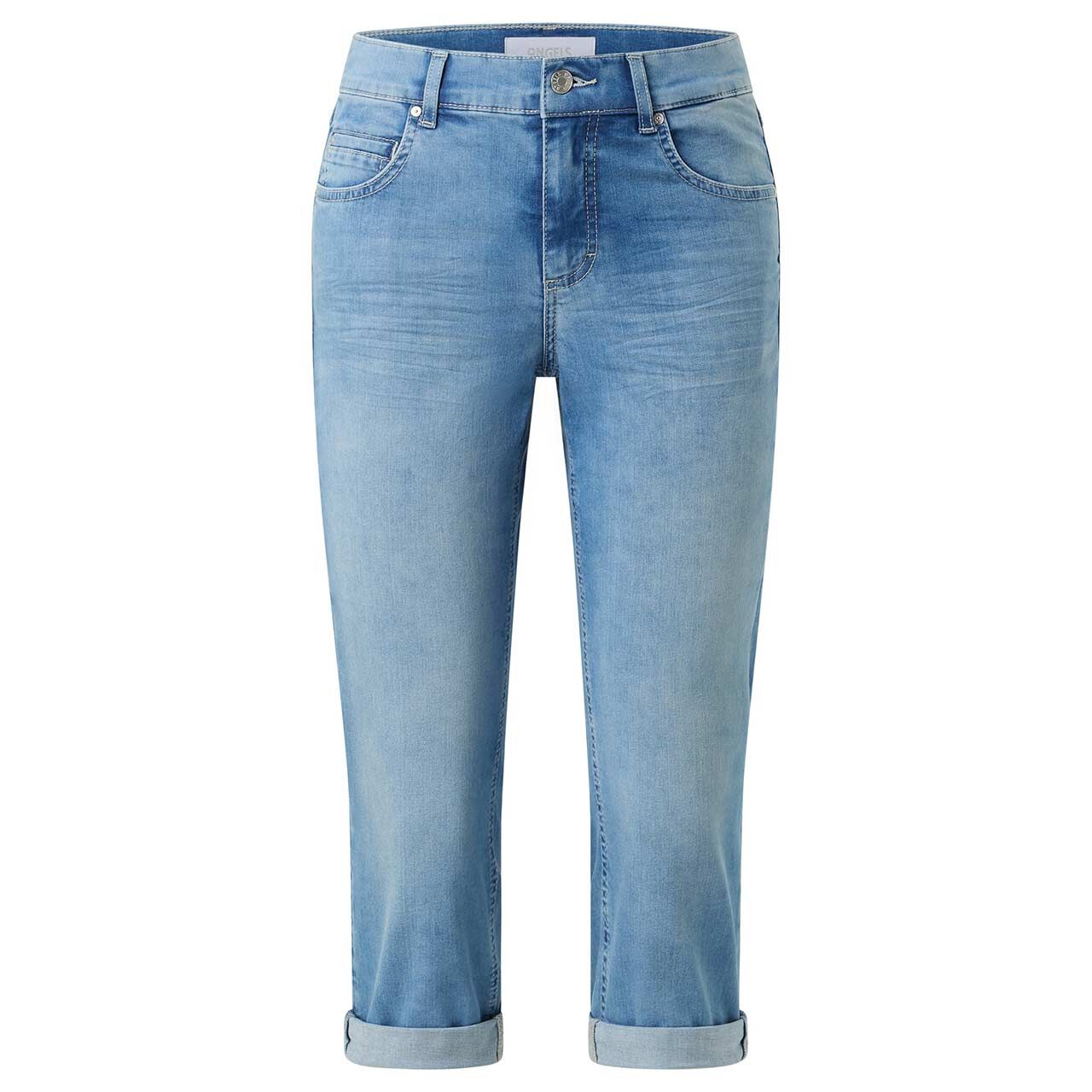 Stretch Damen 3/4 Jeans Cici TU von Angels in Hellblau angewaschen, Vorderansicht