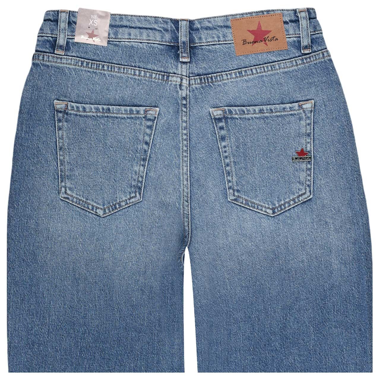 Damenjeans Straight Pants Authentic Denim von Buena Vista in Blau verwaschen, detaillierte Rückansicht