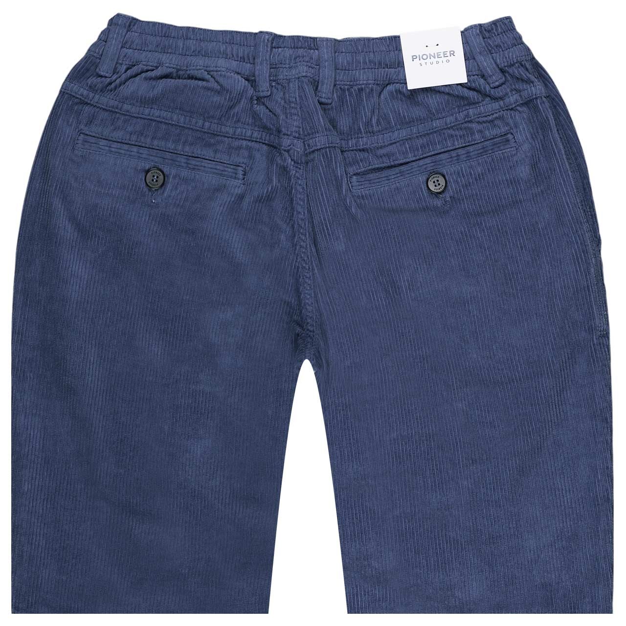 Stretch Herren Cordhose Easton in Blau von Pioneer, detaillierte Rückansicht