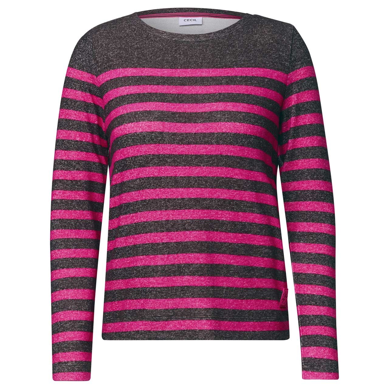 Cecil Damen Langarm Shirt Cosy Stripe truffle brown melange