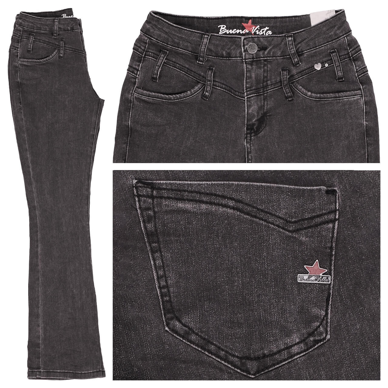 Buena Vista Florida Bootcut Stretch Denim Jeans black denim 