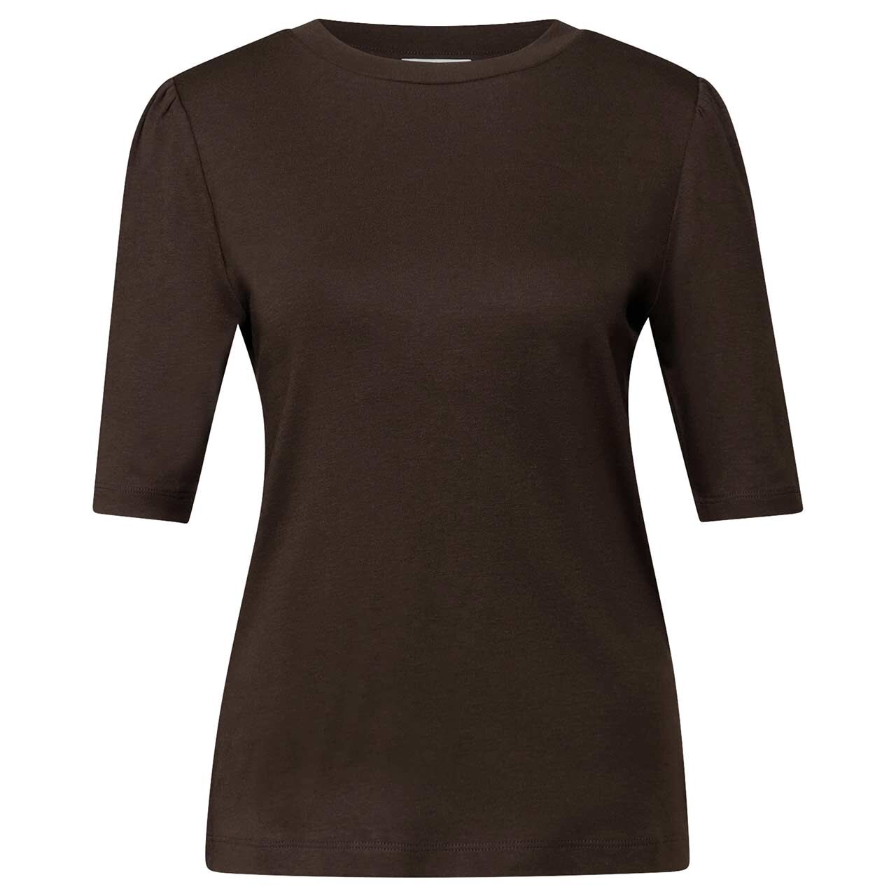 Street One Damen T-Shirt Basic Puff Sleeve deep roast brown Street One Damen T-Shirt Basic Puff Sleeve deep roast brown