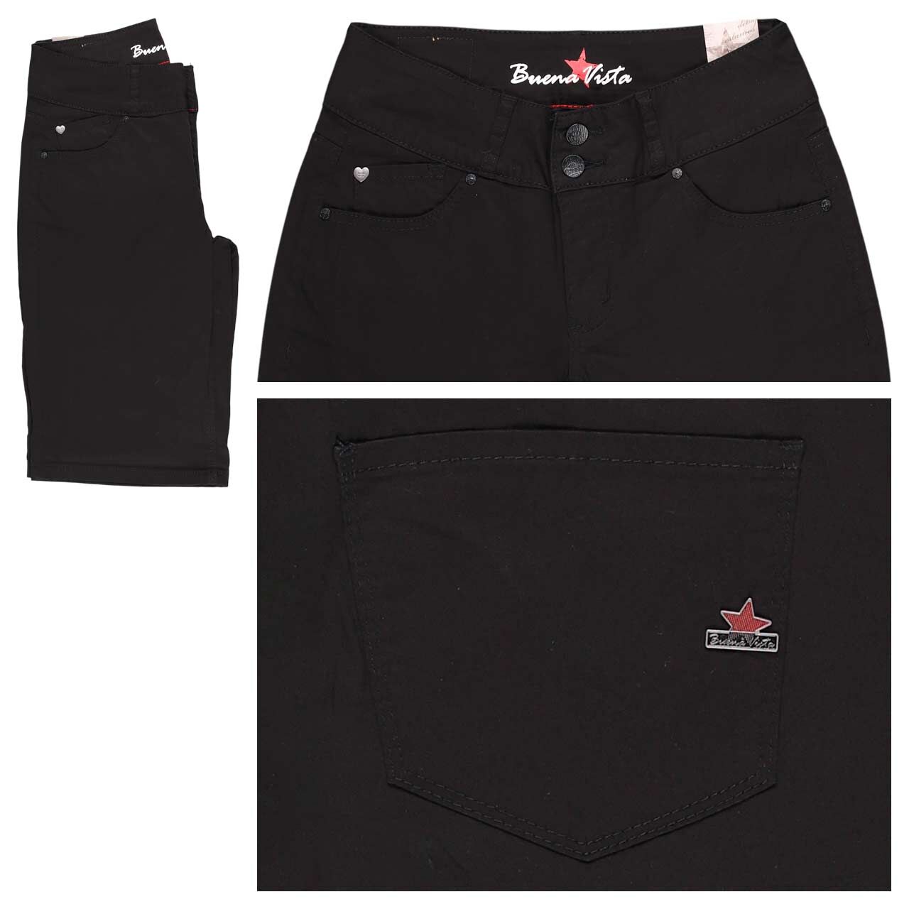 Buena Vista Tummyless-Short Stretch Twill Baumwollhose black