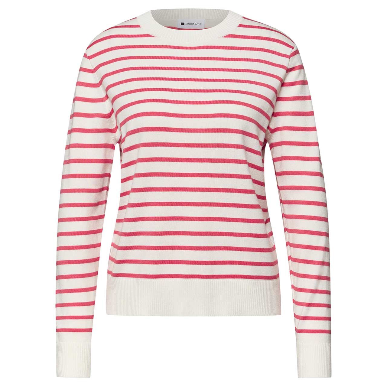 Street One Damen Pullover Basic Sweater Stripes off white