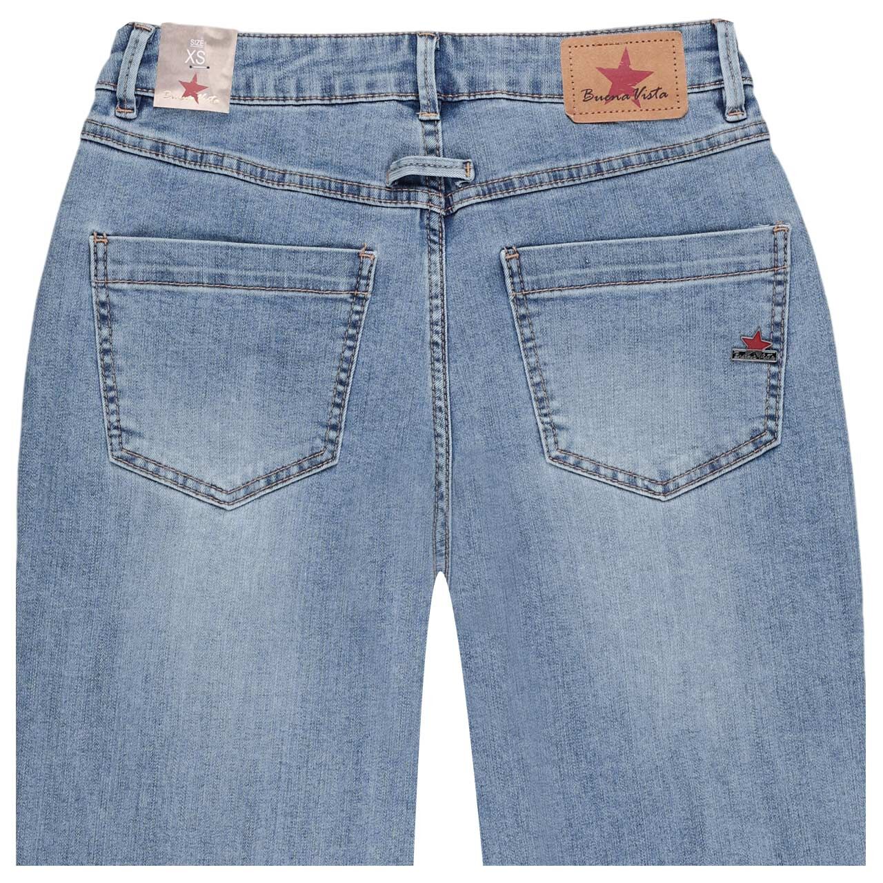 Damen Ankle Jeans Carrot Cropped Stretch Denim von Buena Vista in Hellblau angewaschen, detaillierte Rückansicht