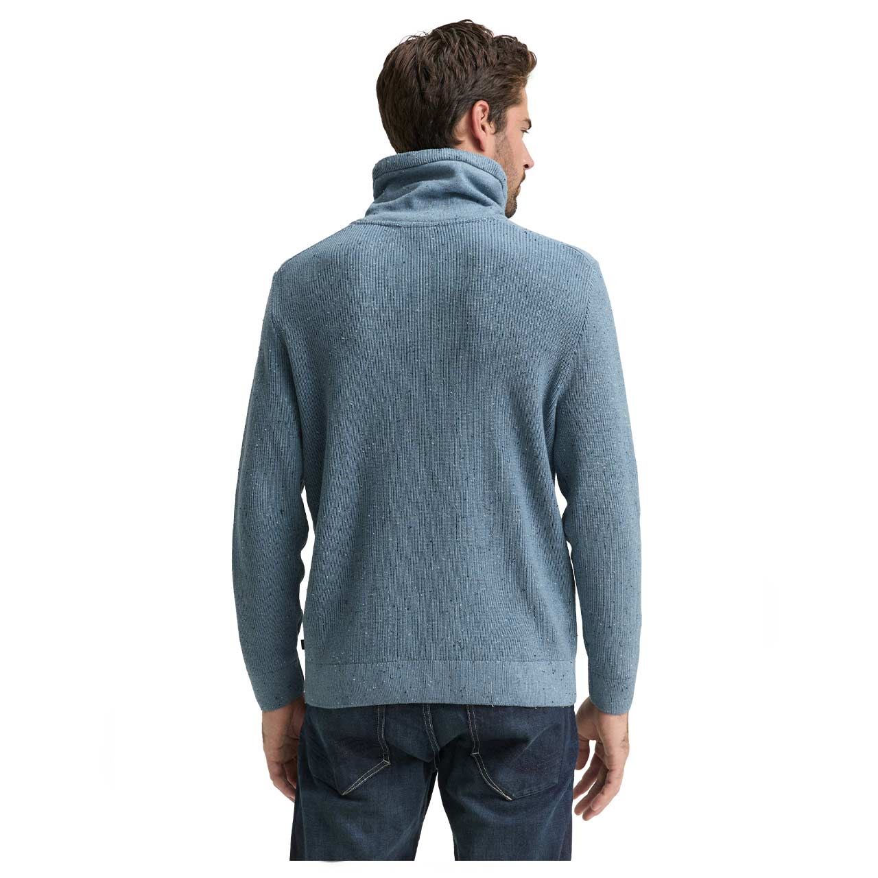 Herren Pullover Snood Knit von Tom Tailor in Blau meliert, Rückansicht am Model
