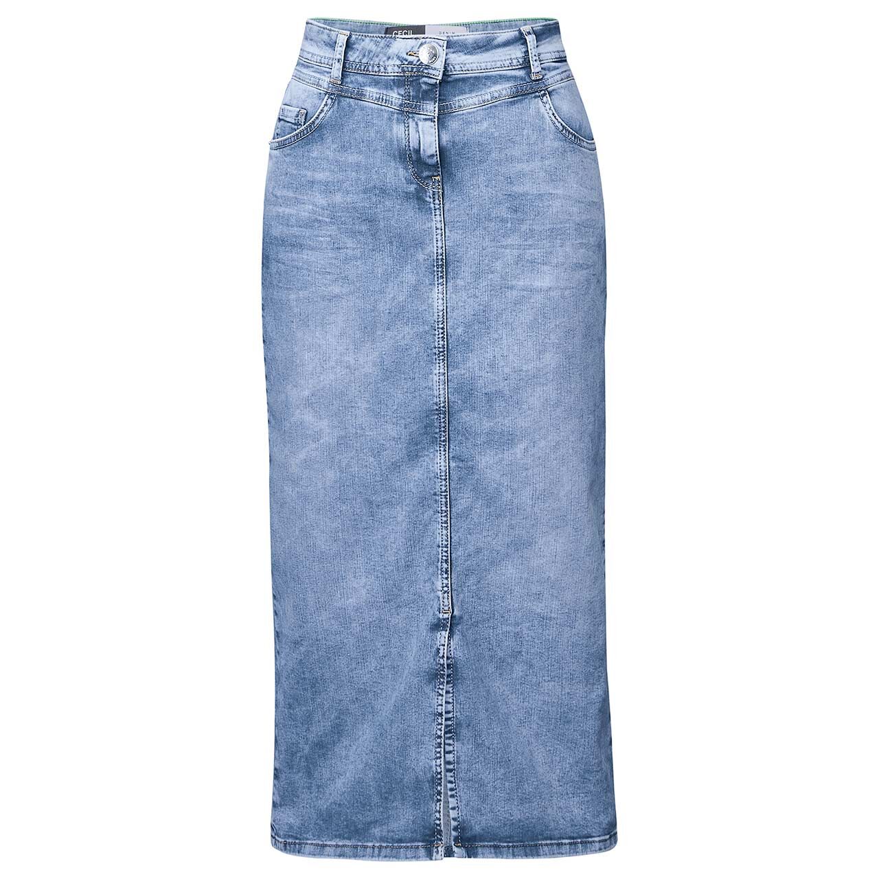 Cecil Damen Jeansrock Denim Skirt Maxi light authentic used wash