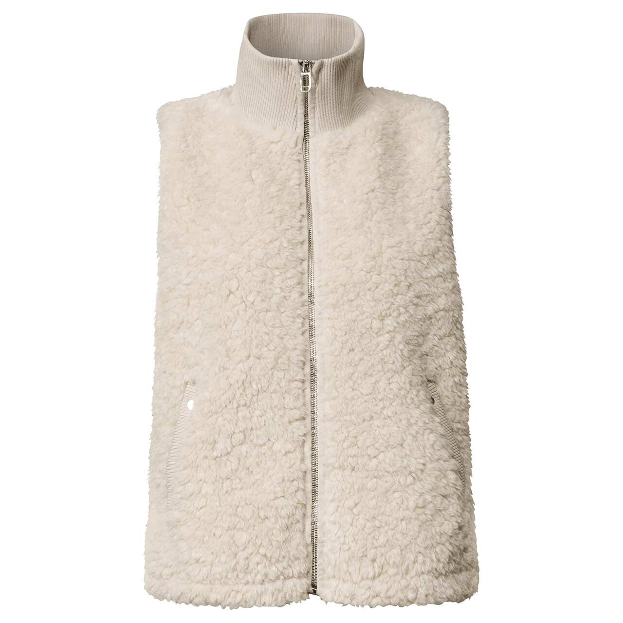 Street One Damen Teddy Weste Curly Fake Fur smooth stone sand