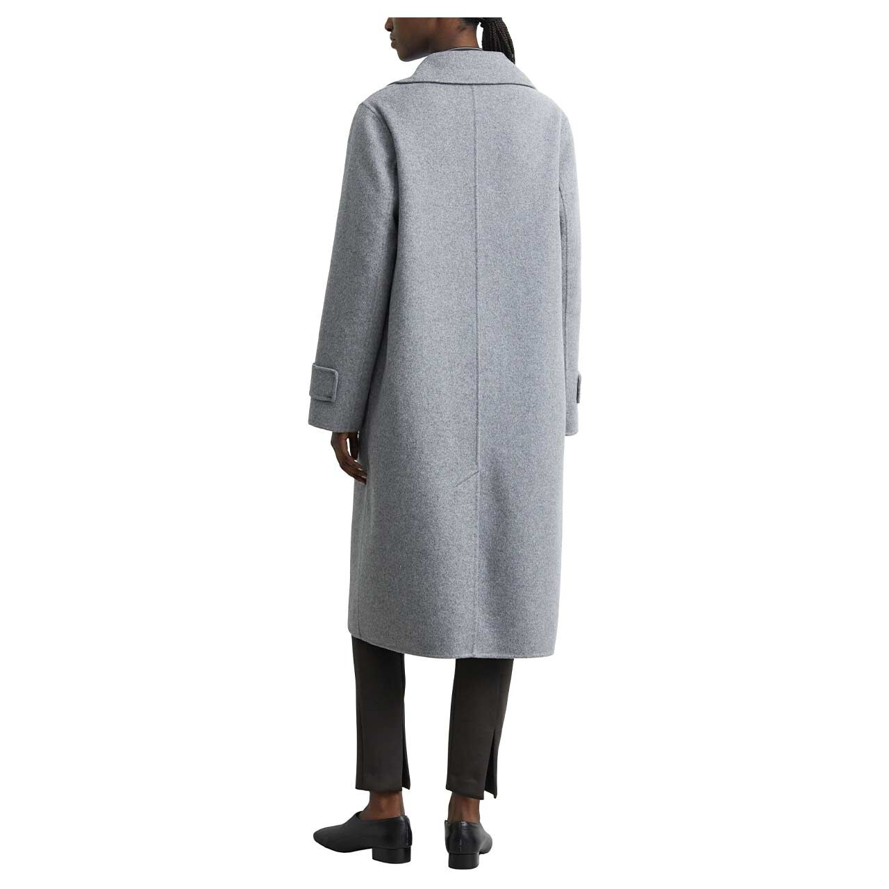 Damen Mantel von Comma in Grau meliert, Rückansicht am Model