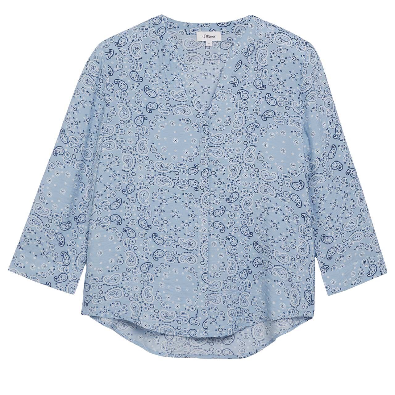 s.Oliver Damen 3/4 Arm Bluse coastal blue print