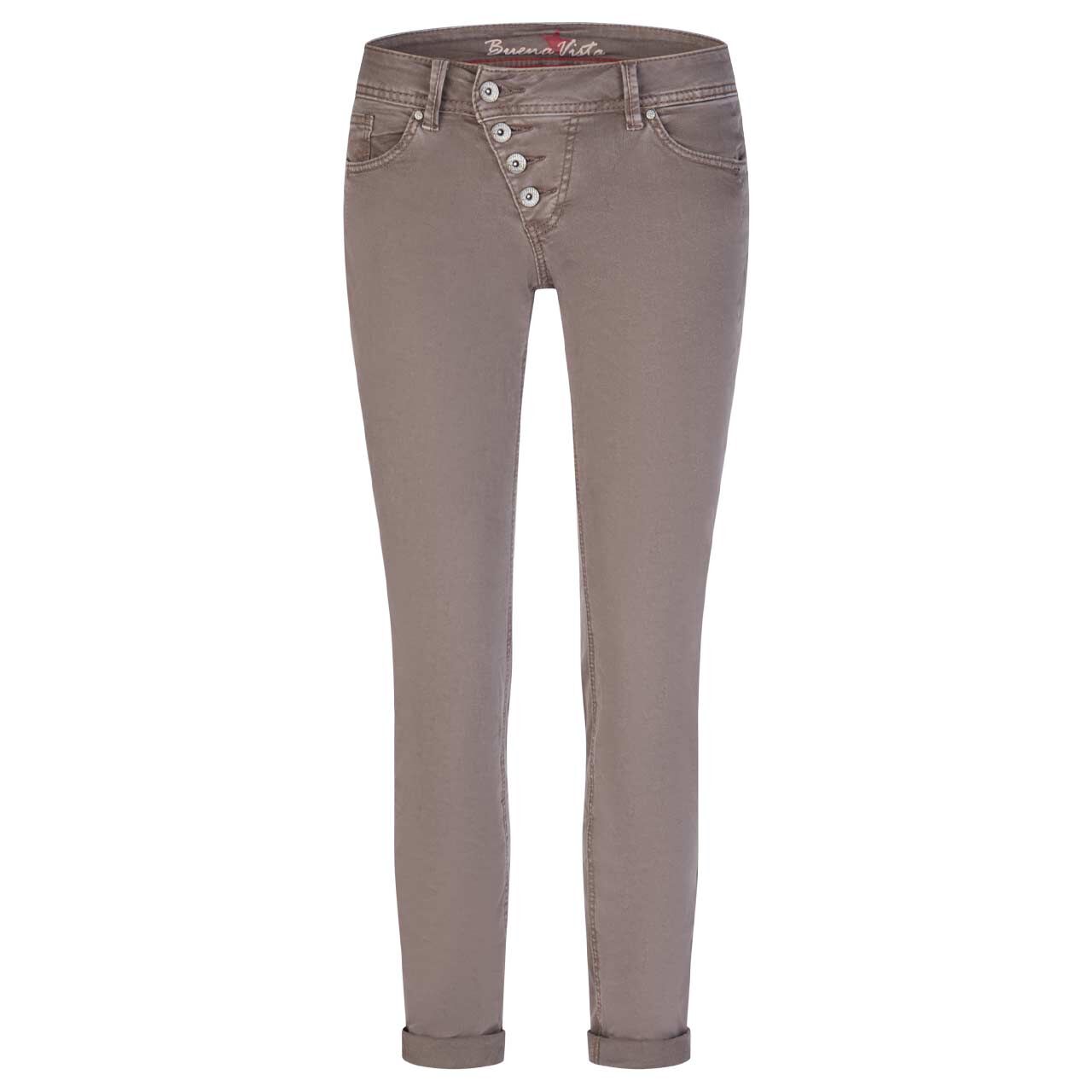 Damen Baumwollhose Malibu Stretch Twill von Buena Vista in Grau-Braun, Vorderansicht