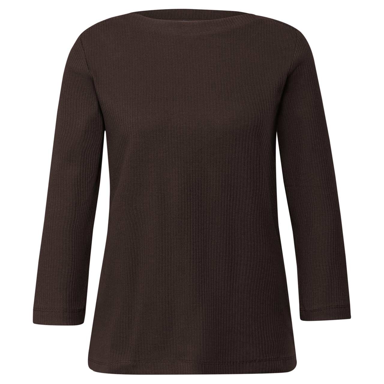 Street One Damen 3/4 Arm Shirt Rib Structure U-Boat molten earth