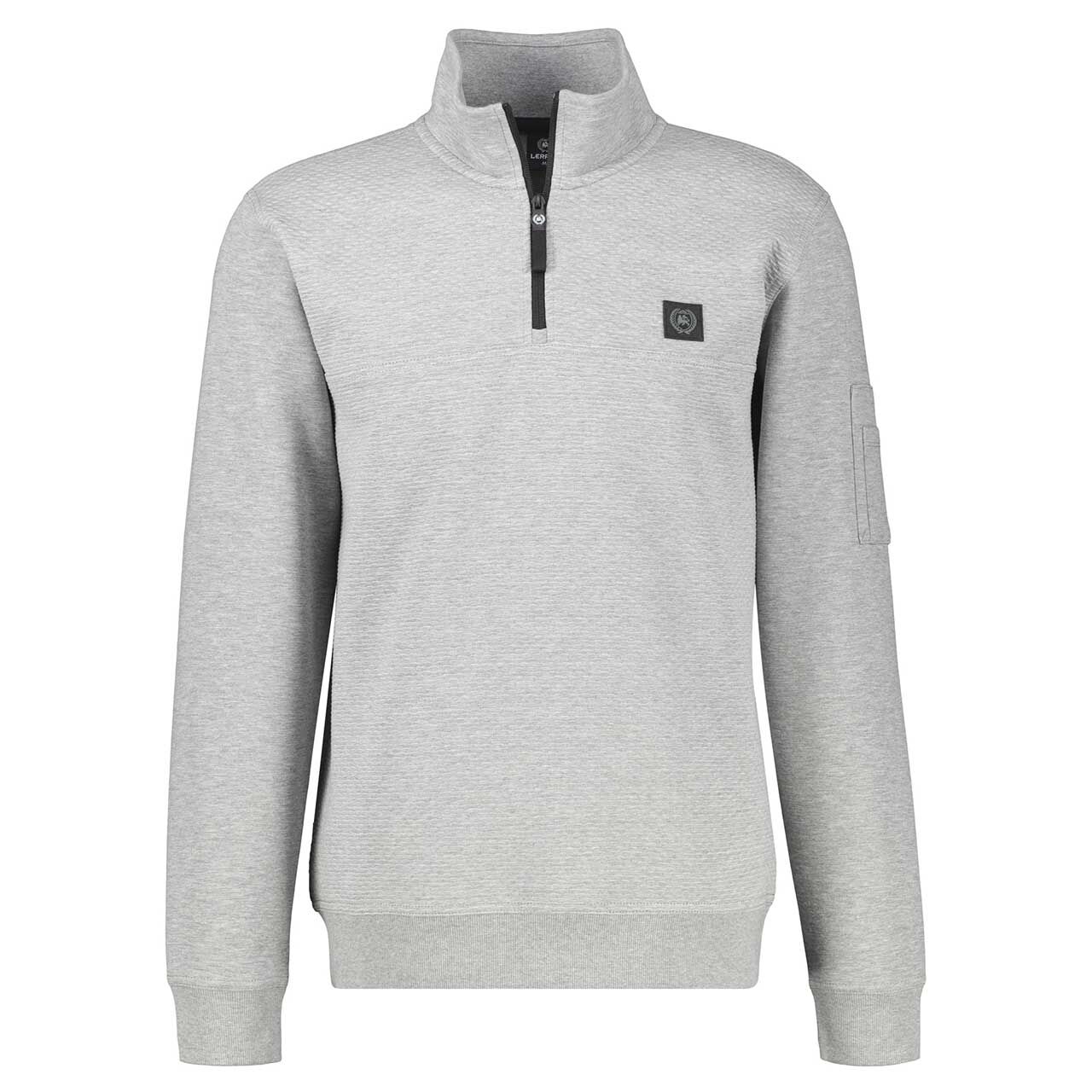 Lerros Herren Sweatshirt Troyer platinum grey melange structure