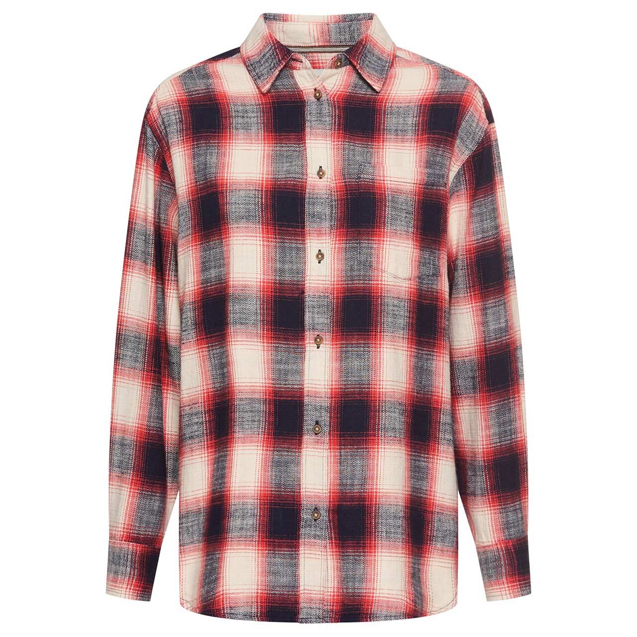 Camel active Damen Langarm Bluse flame red check