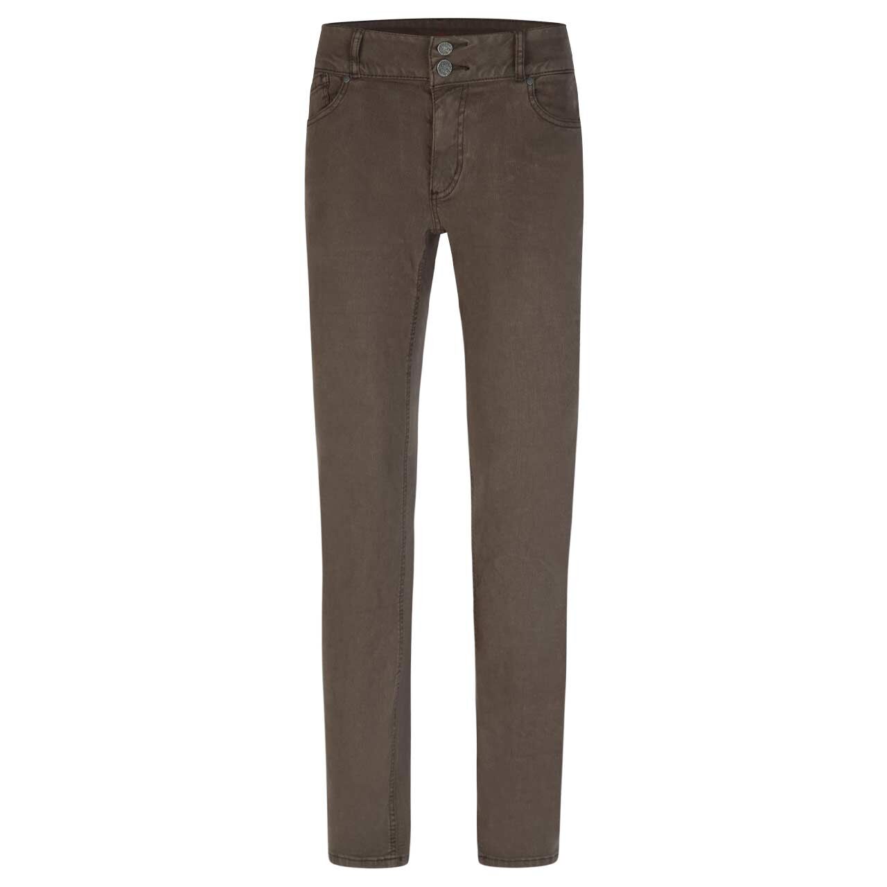 Damen Hose Tummyless Jacquard Twill von Buena Vista in Braun mit Print, Vorderansicht