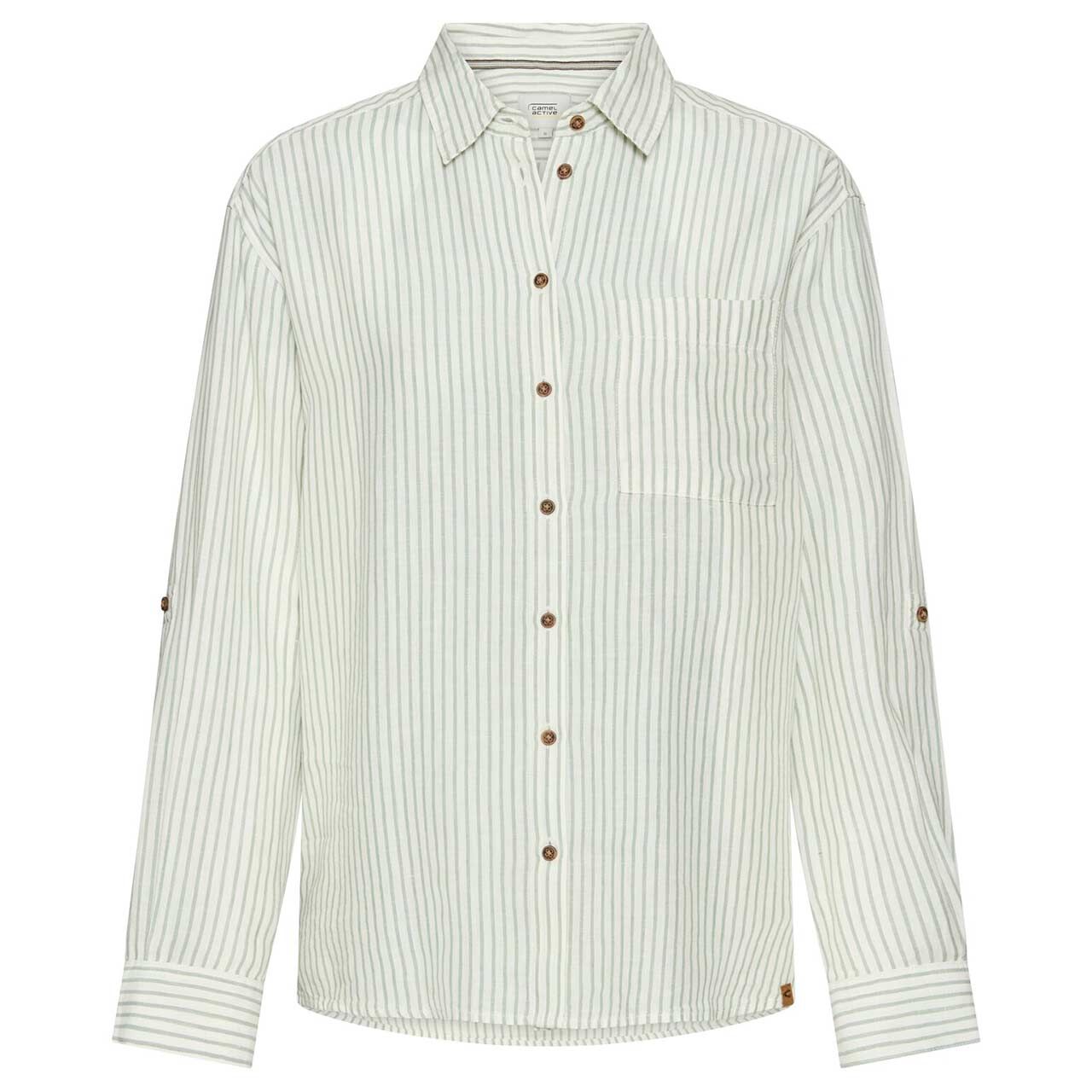 Camel active Damen Langarm Bluse jade white stripes