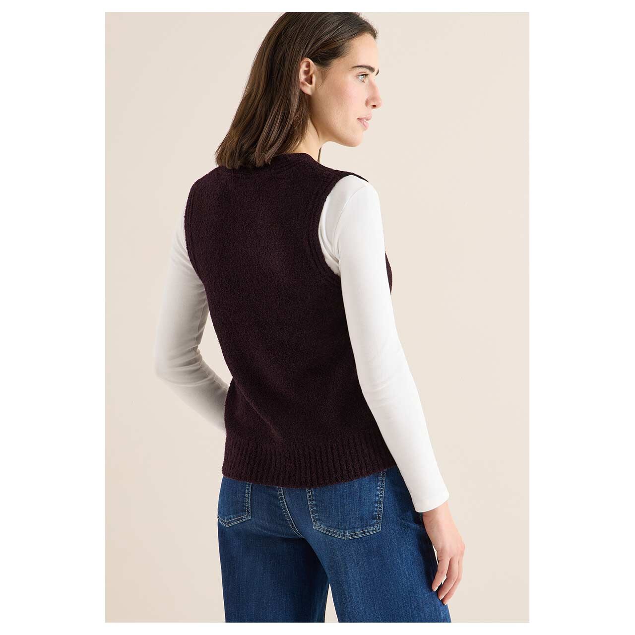 Damen Weste Bouclé Vest von Cecil in Lila, Rückansicht am Model